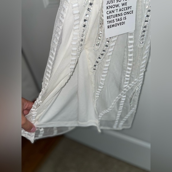 ASOS Design long sleeve splice detail embellished midi dress women’s size 4 - Picture 9 of 11